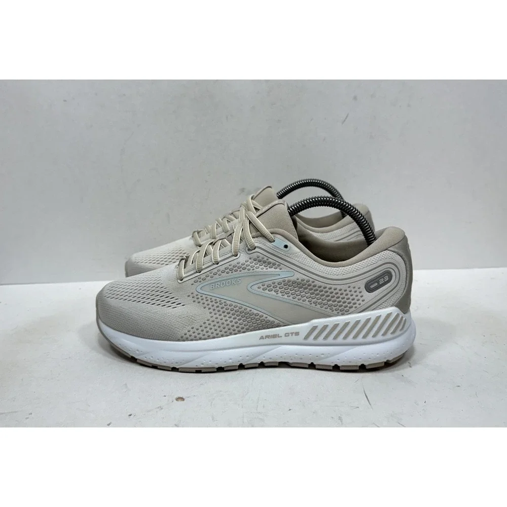 Brooks Ariel 23 GTS Shoes Womens Sz 9 Wide Beige Running Sneakers 1203901D227